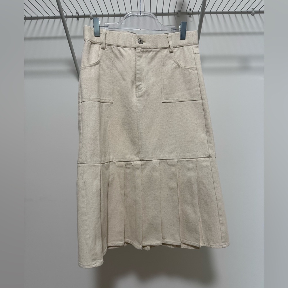 Mini Nod Girl’s Cream Pleated  Midi Skirt Size 20